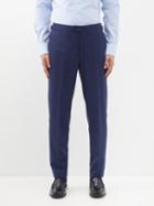 Thom Sweeney - Flat-front Slim-leg Wool Suit Trousers - Mens - Blue