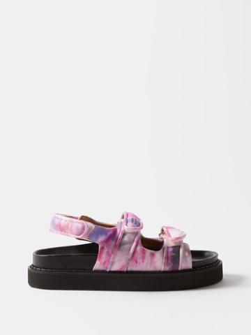 Isabel Marant - Madee Tie-dyed Denim Velcro Sandals - Womens - Pink Multi