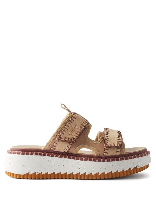 Chlo - Lilli Suede Flatform Slides - Womens - Pink