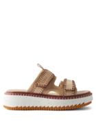 Chlo - Lilli Suede Flatform Slides - Womens - Pink