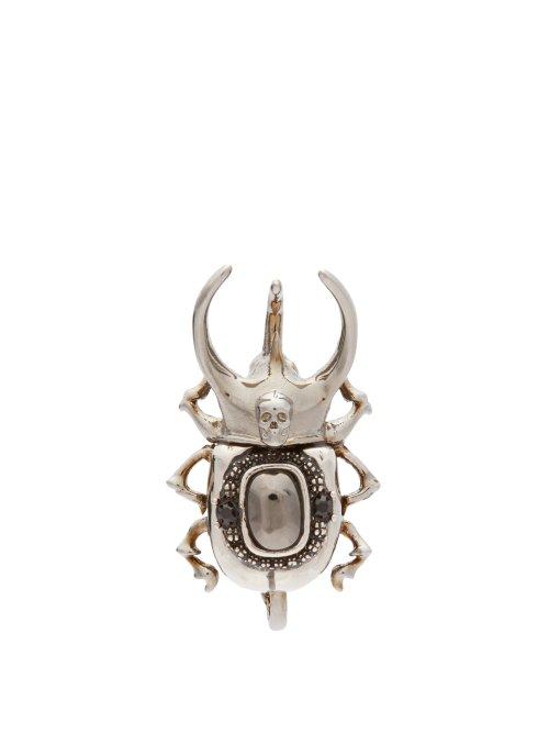 Matchesfashion.com Alexander Mcqueen - Beetle Single Clip Earring - Mens - Silver
