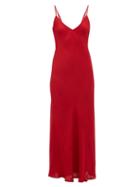 Matchesfashion.com Mes Demoiselles - Mabille V-neck Satin Slip Dress - Womens - Red