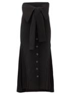 Matchesfashion.com A.w.a.k.e. Mode - Draped-panel Crepe Midi Skirt - Womens - Black