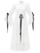 Matchesfashion.com Lug Von Siga - Cecilia Broderie-anglaise Cotton Poplin Dress - Womens - White