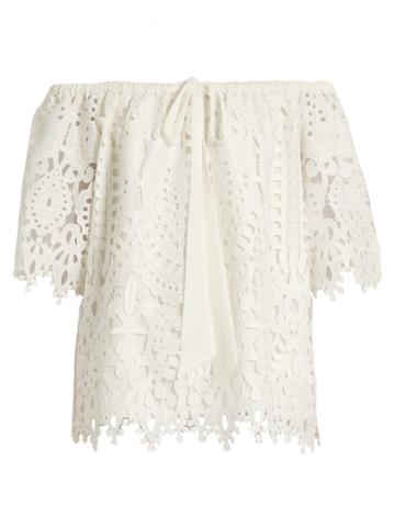 Temperley London Berry Lace Off-the-shoulder Top