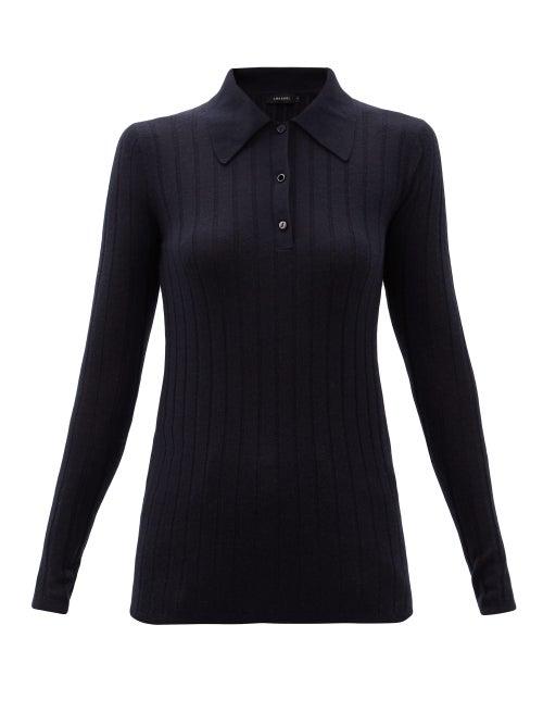 Matchesfashion.com Lisa Yang - Olympia Point-collar Ribbed-cashmere Sweater - Womens - Navy