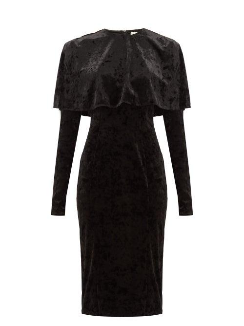 Matchesfashion.com Sara Battaglia - Caped Crushed Velvet Dress - Womens - Black