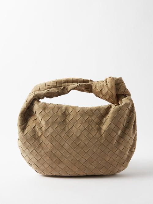 Bottega Veneta - Jodie Teen Suede Intrecciato-leather Shoulder Bag - Womens - Beige