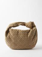 Bottega Veneta - Jodie Teen Suede Intrecciato-leather Shoulder Bag - Womens - Beige