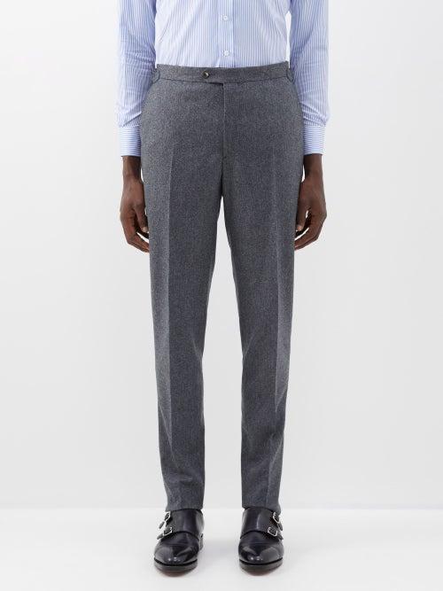 Thom Sweeney - Pleated Wool-flannel Trousers - Mens - Grey