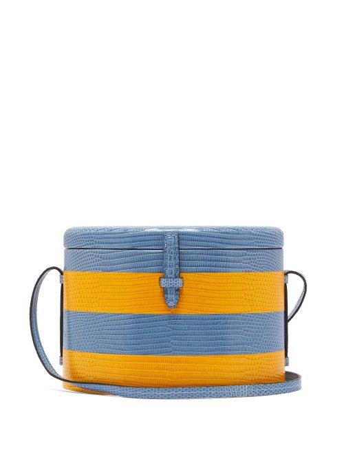 Matchesfashion.com Hunting Season - Trunk Striped Lizard Skin Shoulder Bag - Womens - Blue Multi