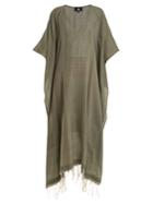 Su Jimba Wide V-neck Striped Cotton Kaftan