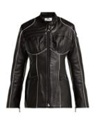 Matchesfashion.com Marine Serre - Corset Style Leather Biker Jacket - Womens - Black