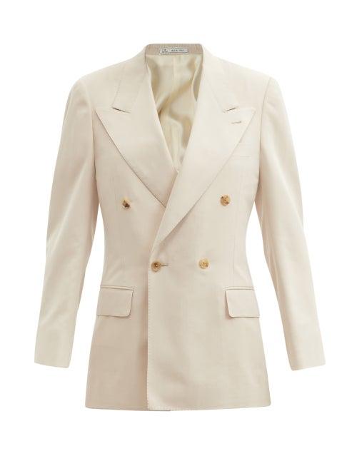 Matchesfashion.com Umit Benan B+ - Andy Double-breasted Silk-twill Suit Jacket - Womens - Cream