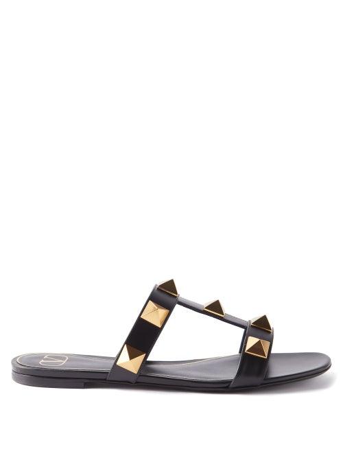 Valentino Garavani - Roman Stud Leather Sandals - Womens - Black