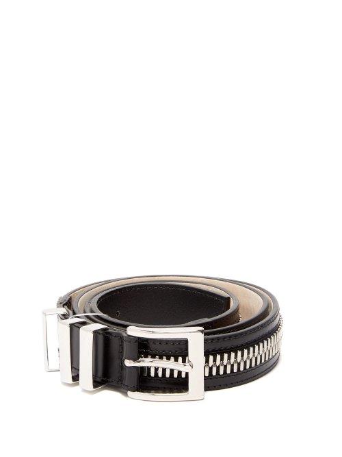 Matchesfashion.com Balmain - Zip Detailed Leather Belt - Mens - Black