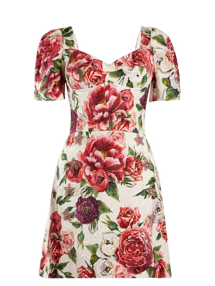 Dolce & Gabbana Peony And Rose-print Brocade Dress