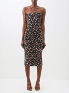 Norma Kamali - Spot-print Velvet Midi Dress - Womens - Black & White