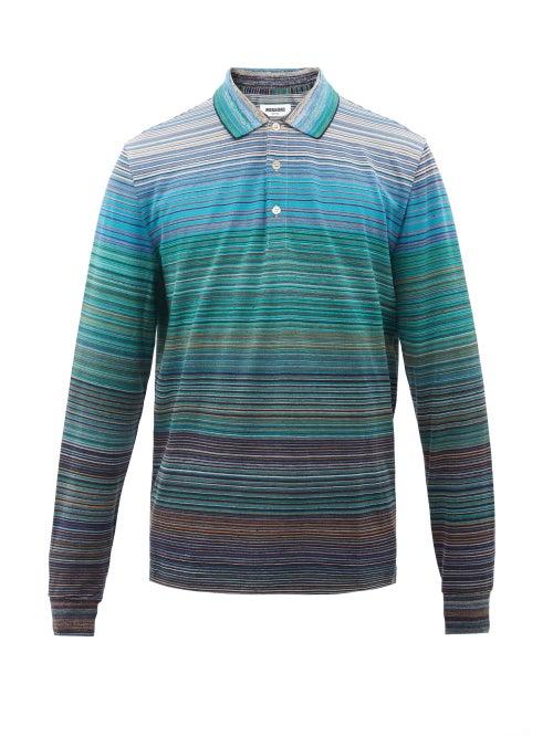 Missoni - Striped Cotton Polo Shirt - Mens - Blue Multi