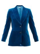 Matchesfashion.com Bella Freud - James Cotton-velvet Single-breasted Jacket - Womens - Blue