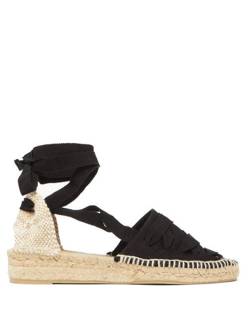 Matchesfashion.com Castaer - Gaia Wraparound Canvas & Jute Espadrilles - Womens - Black