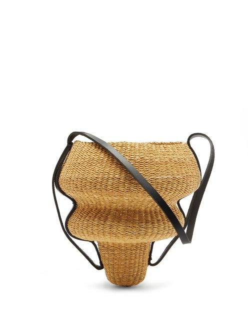 Matchesfashion.com Ines Bressand - N.8 Large Wave-shaped Straw Bucket Bag - Womens - Black Multi