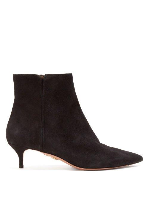 Matchesfashion.com Aquazzura - Quant 45 Point Toe Suede Ankle Boots - Womens - Black
