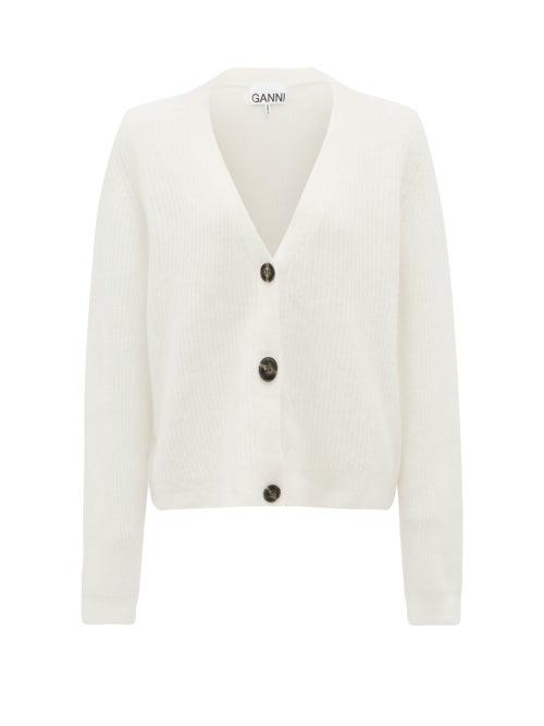 Matchesfashion.com Ganni - V-neck Ribbed-knit Cardigan - Womens - Ivory