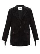 Re/done - Fringe-trimmed Suede Jacket - Womens - Black