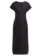 Matchesfashion.com Raey - Gathered Neck Twill Midi Dress - Womens - Black