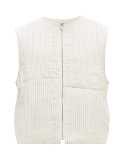 Matchesfashion.com Jil Sander - Panelled Pinstriped Satin Gilet - Mens - White