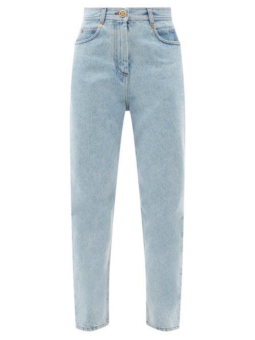 Ladies Rtw Balmain - Logo-button Boyfriend Jeans - Womens - Blue