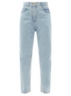 Ladies Rtw Balmain - Logo-button Boyfriend Jeans - Womens - Blue