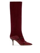 Matchesfashion.com Malone Souliers By Roy Luwolt - Madison Knee High Suede Boots - Womens - Burgundy