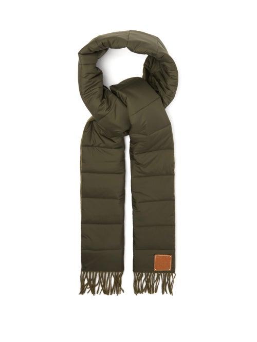 Matchesfashion.com Loewe - Anagram Quilted Cashmere & Technical Poplin Scarf - Mens - Khaki
