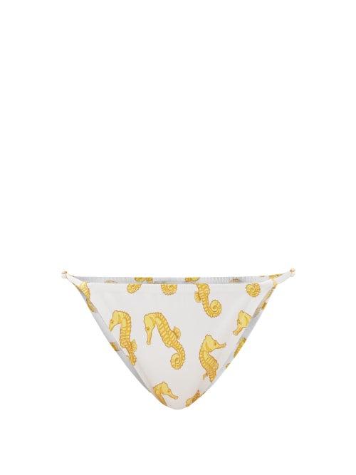 Matchesfashion.com Fisch - Cayes Seahorse-print Bikini Briefs - Womens - White Multi