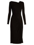 Matchesfashion.com Altuzarra - Anjela Asymmetric Ruched Jersey Midi Dress - Womens - Black