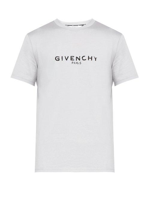 Matchesfashion.com Givenchy - Distressed Logo Cotton Jersey T Shirt - Mens - White