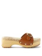 See By Chlo - Viviane Raffia-insole Clog Sandals - Womens - Brown