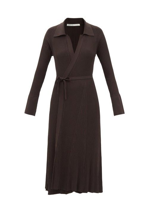 Live The Process - Leda Ribbed Midi Wrap Dress - Womens - Brown