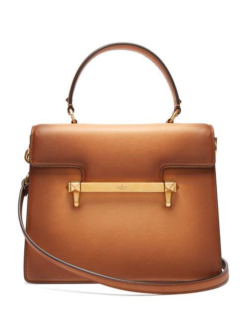 Matchesfashion.com Valentino - Uptown Leather Top Handle Bag - Womens - Tan