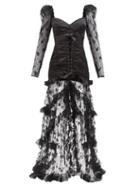 Alessandra Rich - Laced Satin And Ruffled-lace Gown - Womens - Black
