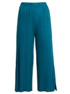 Pleats Please Issey Miyake Side-split Wide-leg Pleated Cropped Trousers