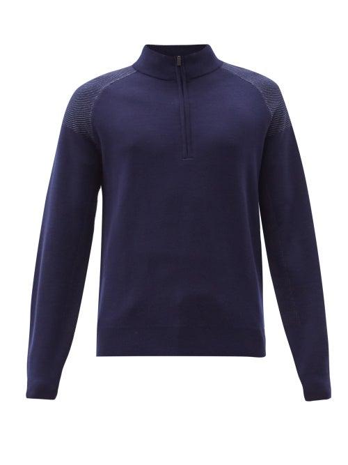 Matchesfashion.com Kjus - Kulm High-neck Merino-wool Blend Sweater - Mens - Navy