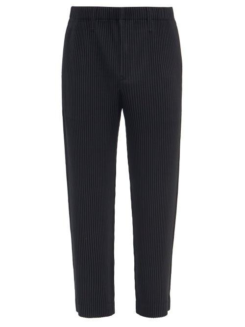 Mens Rtw Homme Pliss Issey Miyake - Technical-pleated Straight-leg Trousers - Mens - Black