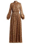 Matchesfashion.com Giambattista Valli - Floral Fil Coup Silk Blend Gown - Womens - Orange Multi