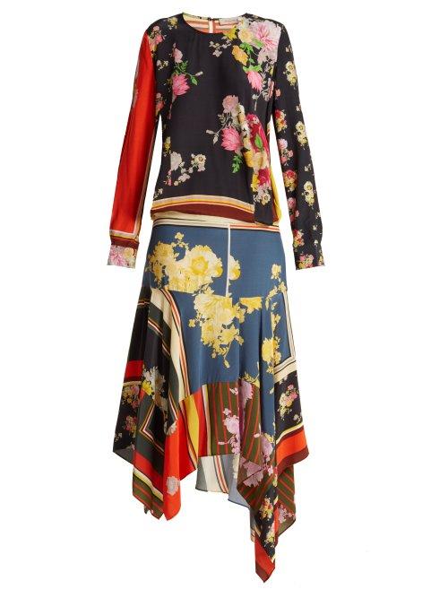 Matchesfashion.com Preen Line - Kaia Floral Print Crepe De Chine Dress - Womens - Multi
