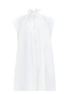 Matchesfashion.com Mm6 Maison Margiela - Ruffled Cotton-poplin Dress - Womens - White Stripe