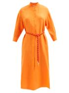 Zeus + Dione - Maira Belted Linen Dress - Womens - Orange