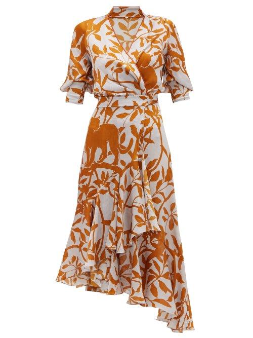 Matchesfashion.com Johanna Ortiz - Journal Of A Traveller Jungle Print Wrap Dress - Womens - Grey Multi